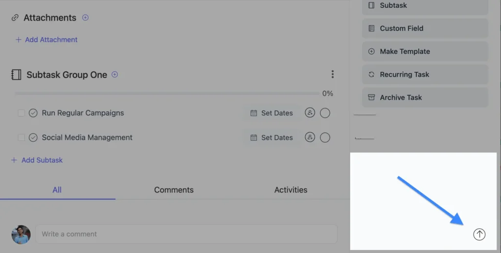Scroll to Top Functionality in Task Details Page